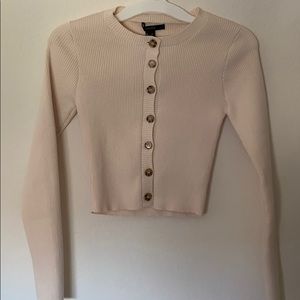 Cropped Knit Button Cardigan